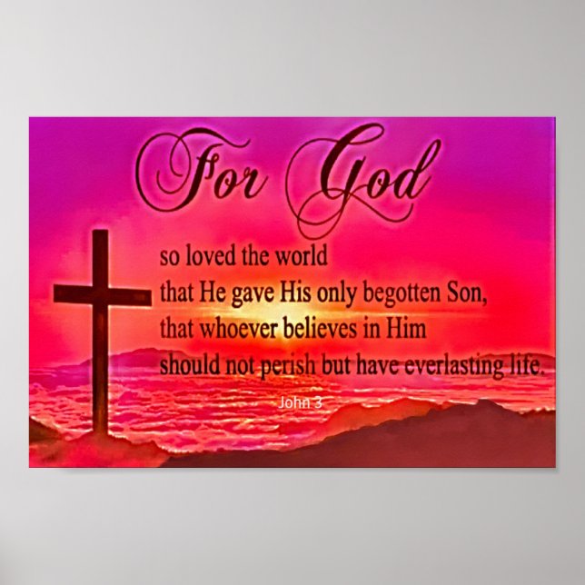 Póster Juan 3:16 Por Dios tan amado el mundo (Frente)