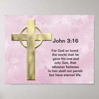 Póster Juan 3:16 (rosa)