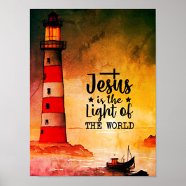 Póster Juan 8 Jesús es la Luz del Faro del Mundo