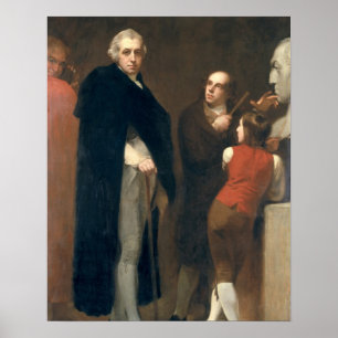 Póster Juan Flaxman (1755-1826) que modela su busto de la
