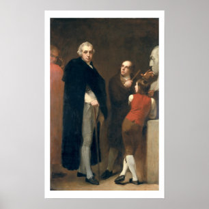 Póster Juan Flaxman (1755-1826) que modela su busto de la