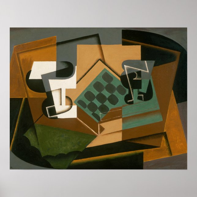 Póster Juan Gris - Chessboard, Glass and Dish (Frente)