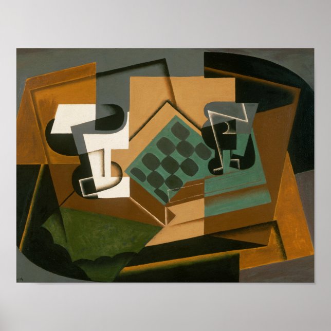 Póster Juan Gris - Chessboard, Glass and Dish (Frente)