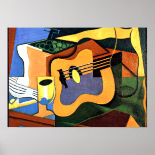 Póster Juan Gris - Guitarra y botella