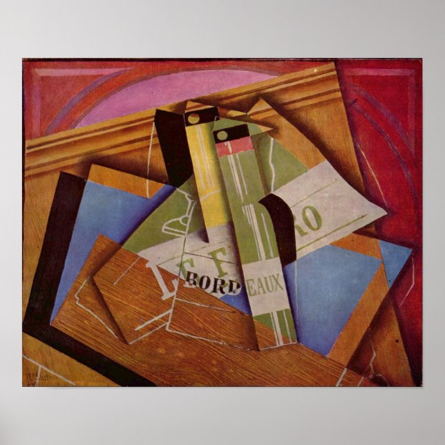 Póster Juan Gris - Todavía la vida con Bordeau Winde (Frente)