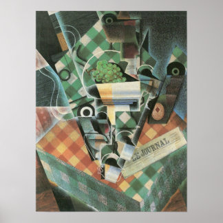 Póster Juan Gris - Vida fija con mantel a cuadros