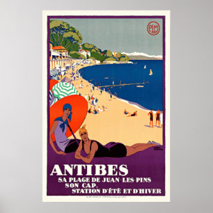 Póster Juan-les-Pernos franceses de Antibes del poster
