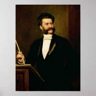 Póster Juan Strauss cuanto el más joven, 1888