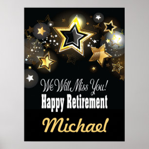 Póster Jubilación Dorada Elegante Personalizada