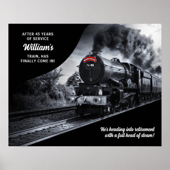 Póster Jubilación ferroviaria personalizado Nº 45 (Frente)
