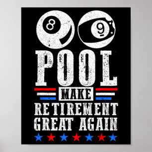 Póster Jubilación Gran Jugador de Piscina Jubilado Jubila