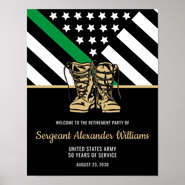Póster Jubilación militar Jubilación Línea Verde Bandera  (Frente)