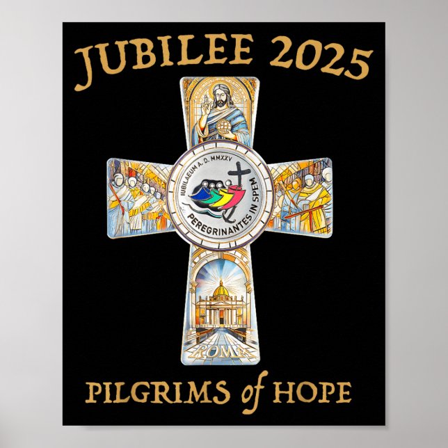 Póster Jubilee 2025 Catholic Christian Lgrims Cross Jesus (Frente)