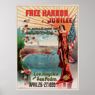Póster Jubileo del Puerto Libre, Los Ángeles y San Pedro.