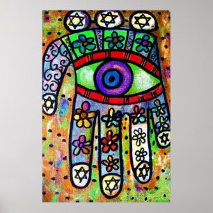 Póster Judaica Batik Garden Oasis Hamsa