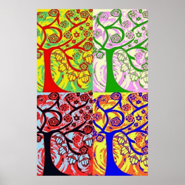 Póster Judaica Hamsa Tree Of Life Sunrise Poster (Frente)