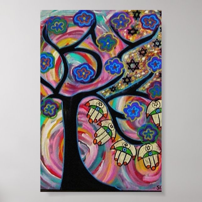 Póster Judaica Hamsa Tree Of Life Sunset Poster (Frente)
