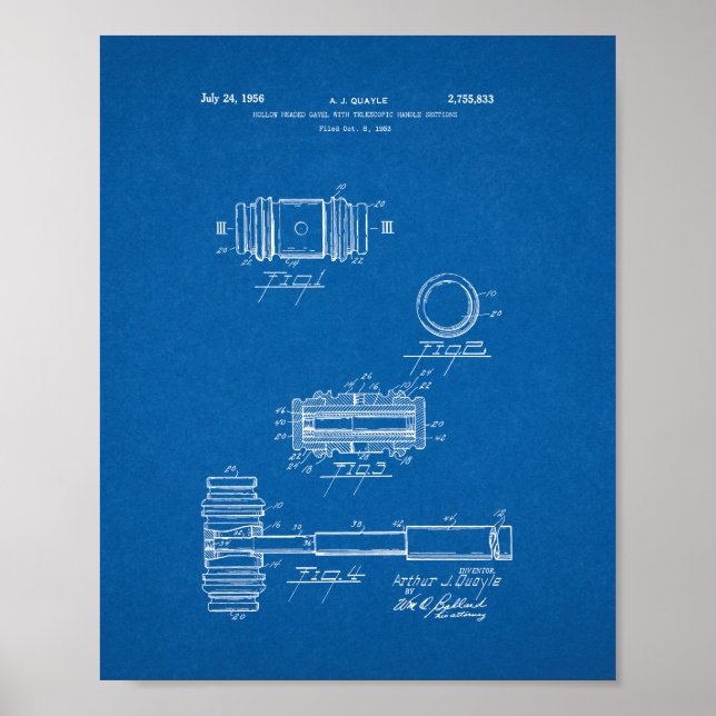 Póster Judge's Gavel Patent - Blueprint (Frente)
