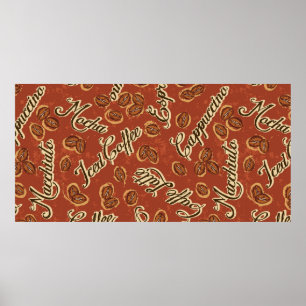 Póster Judías de café y tipografía escritas de soldadura 