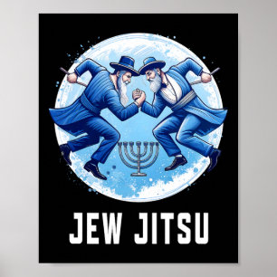 Póster Judío judío Jitsu Funny Hanukkah Rabbi Karate Chan