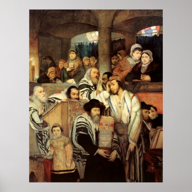 Póster Judíos rezando por Maurycy Gottlieb - Circa 1878 (Frente)