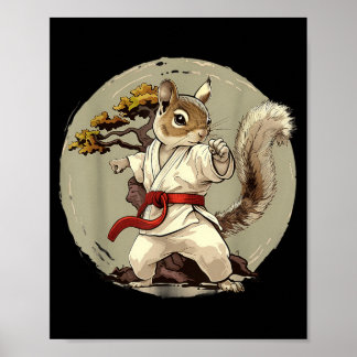 Póster Judo Ardilla Árbol Bonsái Kickboxing Taekwondo