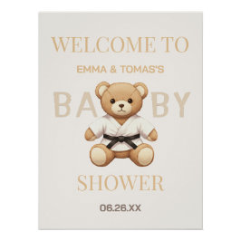 Póster Judo Black Belt Bear Baby Shower Collection