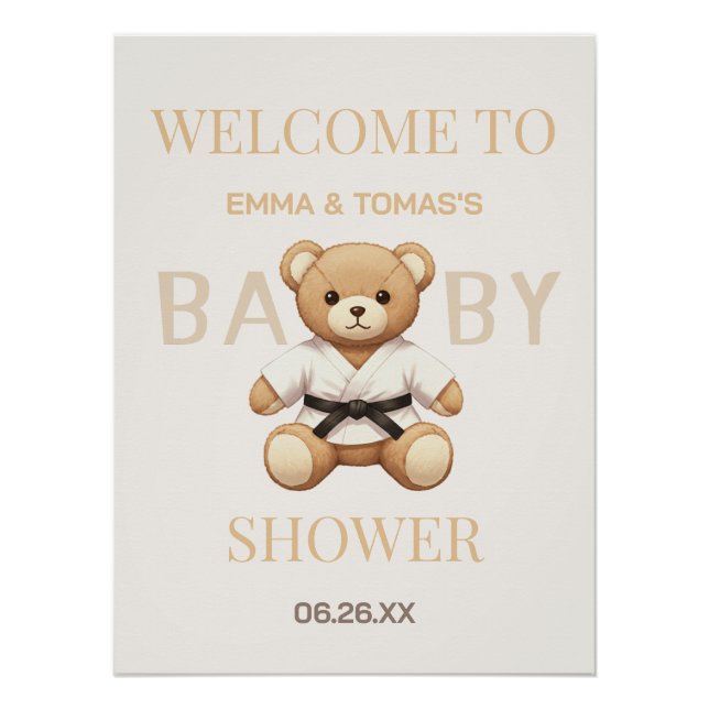 Póster Judo Black Belt Bear Baby Shower Collection  (Anverso)