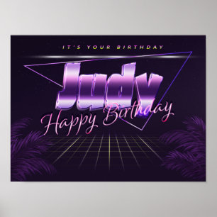 Póster Judy Nombre Nombre lila cartel retro Cumpleaños
