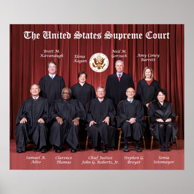 Póster Jueces y sello de la Corte Suprema de Estados Unid (Frente)