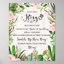 Póster Juega al anillo Fiesta Cactus Bridal Shower