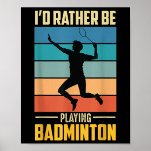 Póster Juega al juego retro de jugador de bádminton con v