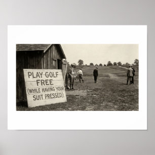 Póster Juega golf gratis (mientras te planchan el traje)