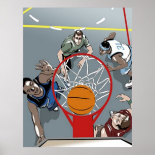 Póster Juegan al baloncesto - poster