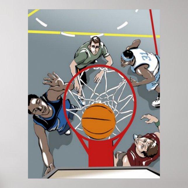 Póster Juegan al baloncesto - poster (Frente)