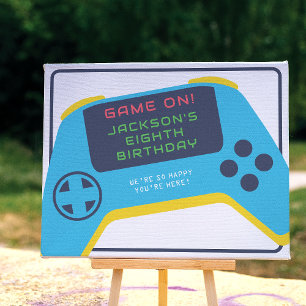 Póster Juego activado y nivel de videojuego Boy Cumpleaño