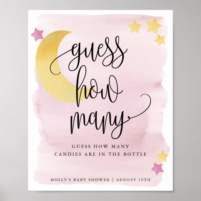 Póster Juego Adivina Cuántos Rosa Sobre La Luna (Frente)