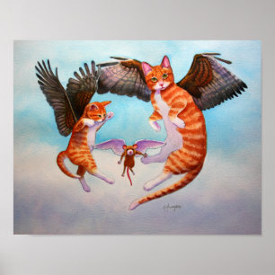 Póster Juego Angel Cat and Mouse