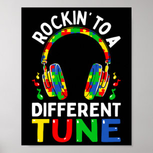 Póster Juego Autismo - Rockear A Una Tune Diferente Para