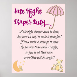 Póster Juego Baby Shower de Rótulo de derechos de pañales