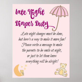 Póster Juego Baby Shower de Rótulo de derechos de pañales