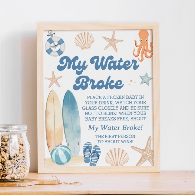 Póster Juego Beach Baby Shower My Water Broke (Subido por el creador)