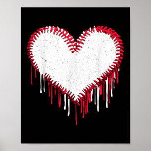 Póster Juego Cute Día Béisbol Softball Heart Funny Sport