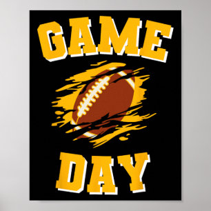 Póster Juego Day Kick Off Football Black And Yellow Team