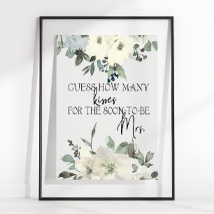 Póster Juego de Adivina Cuántos Besos con Rosas Blancas M