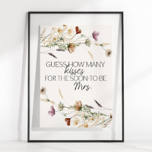 Póster Juego de Adivina Cuántos Besos Florales Pequeños V