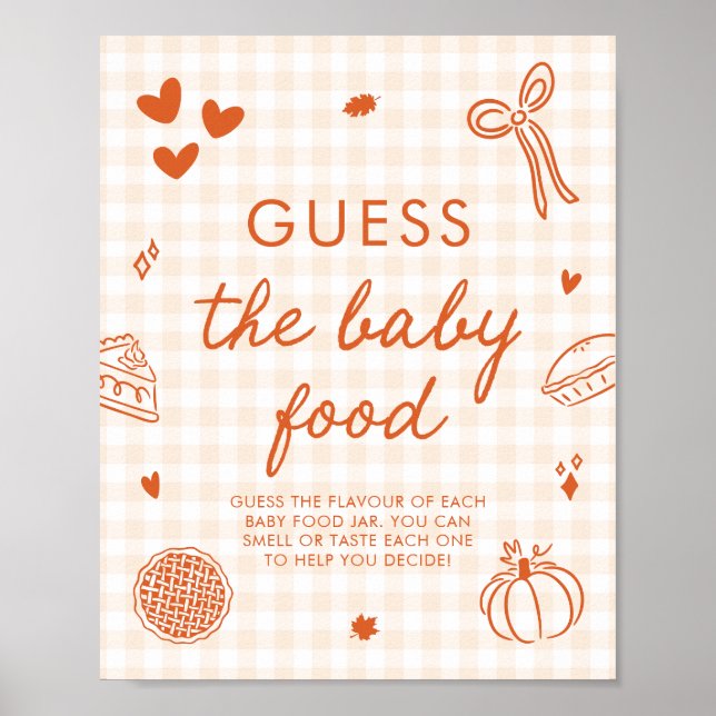Póster Juego de Adivina la Comida para Bebé Fall Gingham  (Frente)
