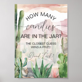 Póster Juego de Adivinación de Boho Desert Cactus Baby Sh