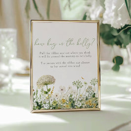 Póster Juego de adivinación del bebé verde en flor silves