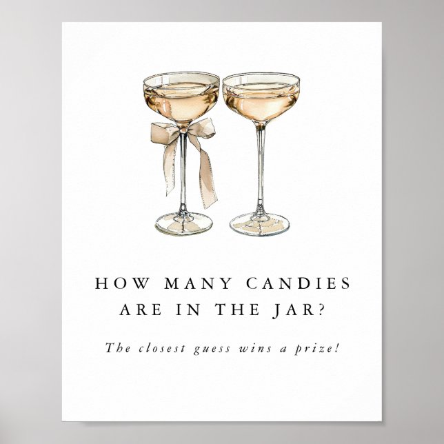 Póster Juego de adivinación del Boda de champán de brunch (Frente)
